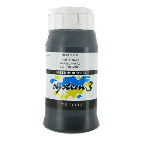 Daler-Rowney System 3 Mars Black Acrylic Paint 500ml