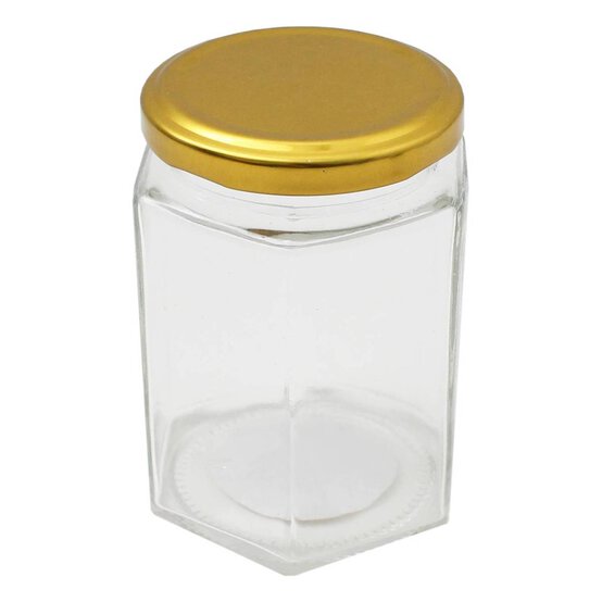 Clear Hexagonal Glass Jar 280ml
