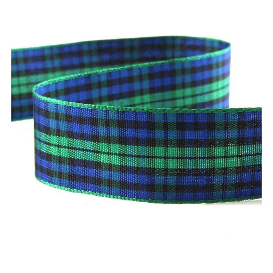 Blue Tartan Ribbon 24mm x 5m