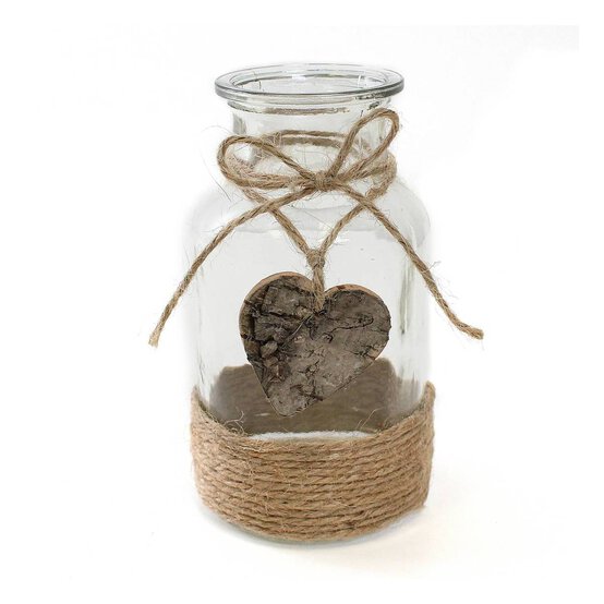 Glass Jar with Jute Wrap 7cm x 7cm x 13cm