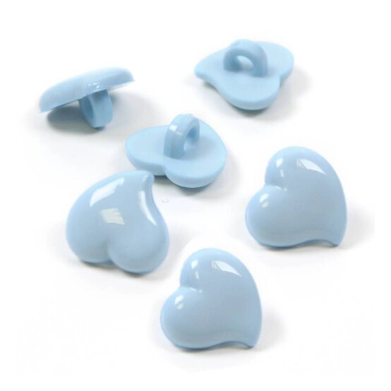 HemlineBaby Blue Novelty Hearts Button 6 Pack