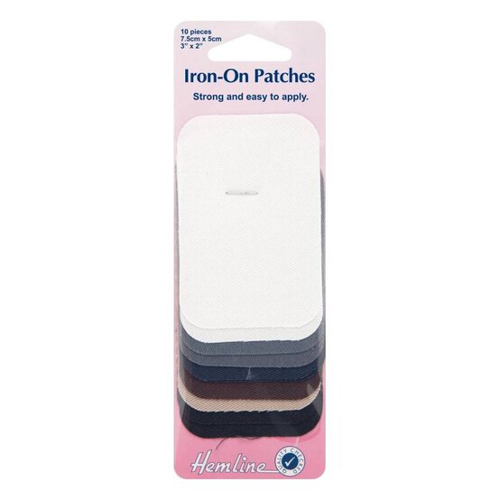 Hemline Iron-On Denim Patches 10 Pack