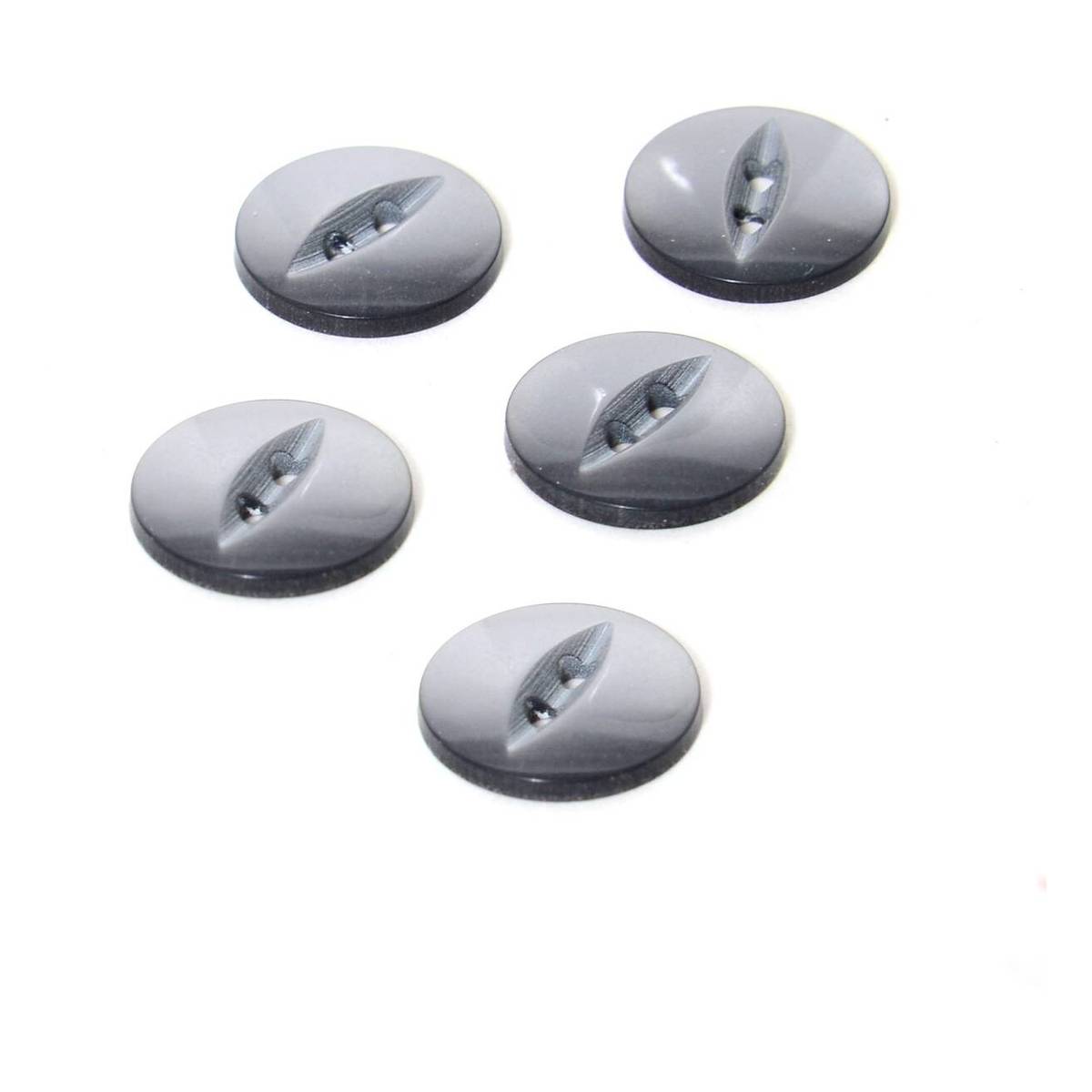 Hemline Grey Basic Fish Eye Button 5 Pack