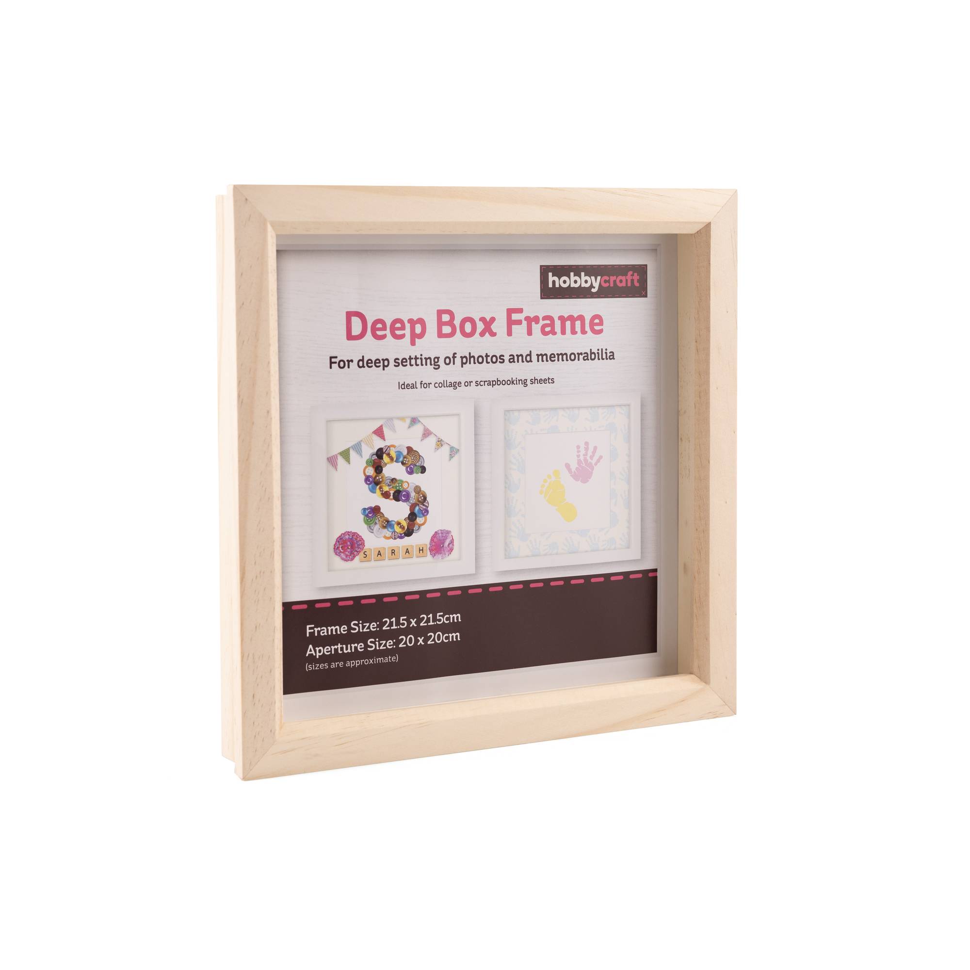 Natural Pine Deep Box Frame 20cm x 20cm