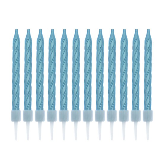 Blue Pearlescent Candles 12 Pack