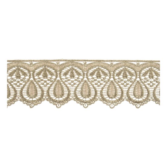 Gold 60mm Metallic Ornate Motif Lace Trim by the Metre
