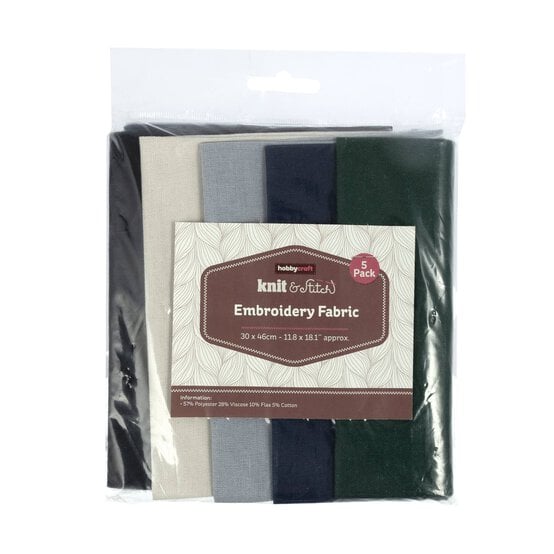 Embroidery Fabric 30cm x 46cm 5 Pack