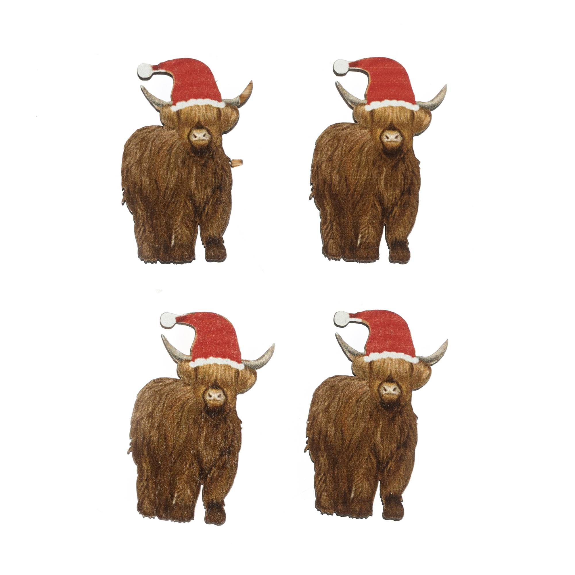 Highland Cow Wooden Toppers 4 Pack