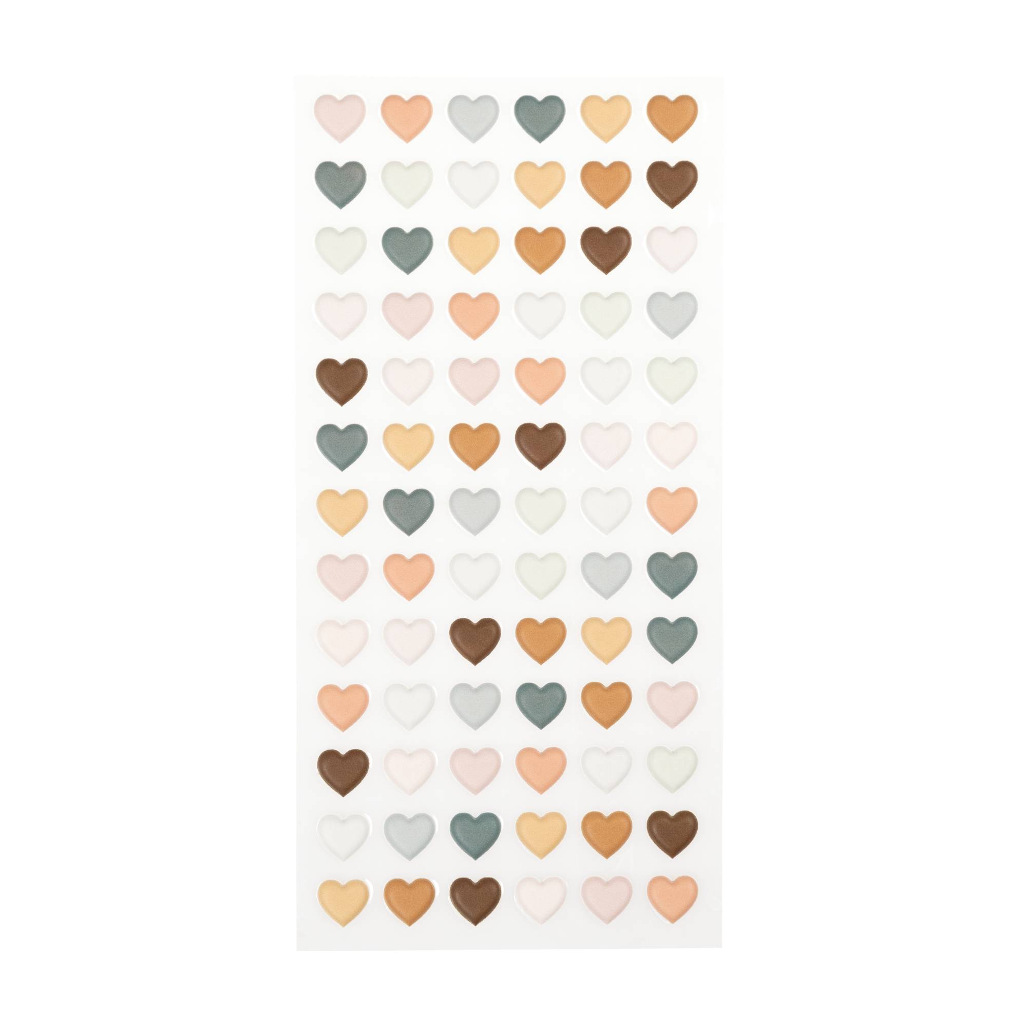Natural Heart Puffy Stickers 78 Pack