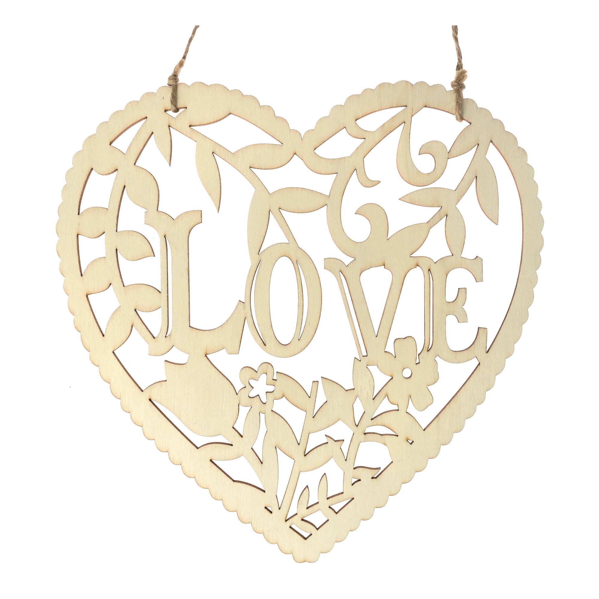 Wooden Filigree Love Heart Plaque 22cm