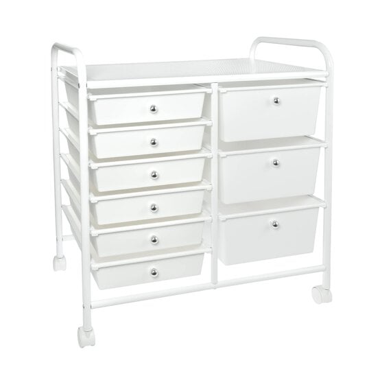 Matte White Rolling Organiser 9 Drawers