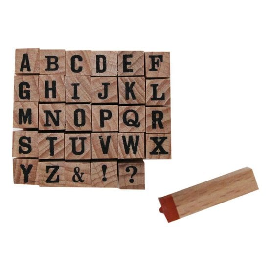 Block Mini Alphabet Wooden Stamp Set 30 Pieces