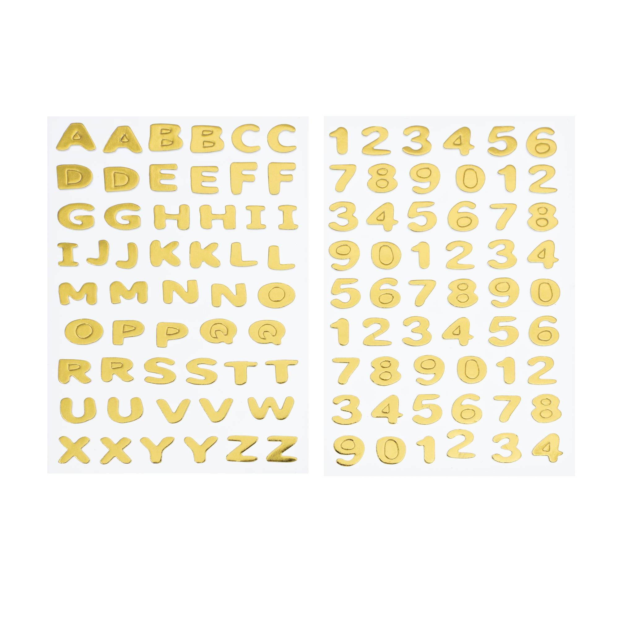 Gold Metallic Puffy Uppercase Alphabet Stickers 106 Pieces