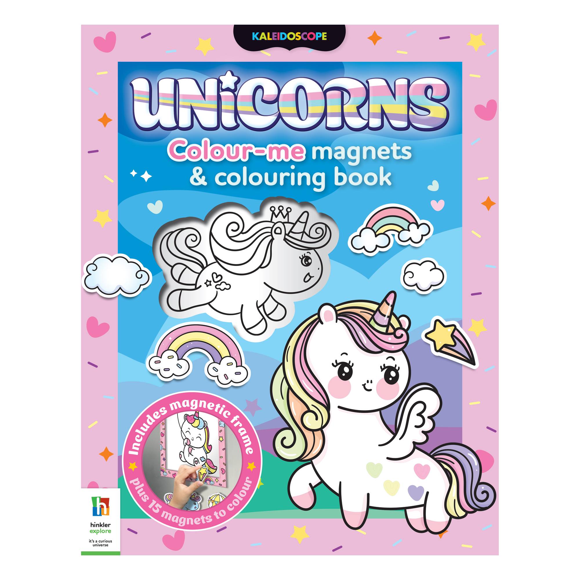 Kaleidoscope Unicorns Colour-Me Magnets and Colouring Book