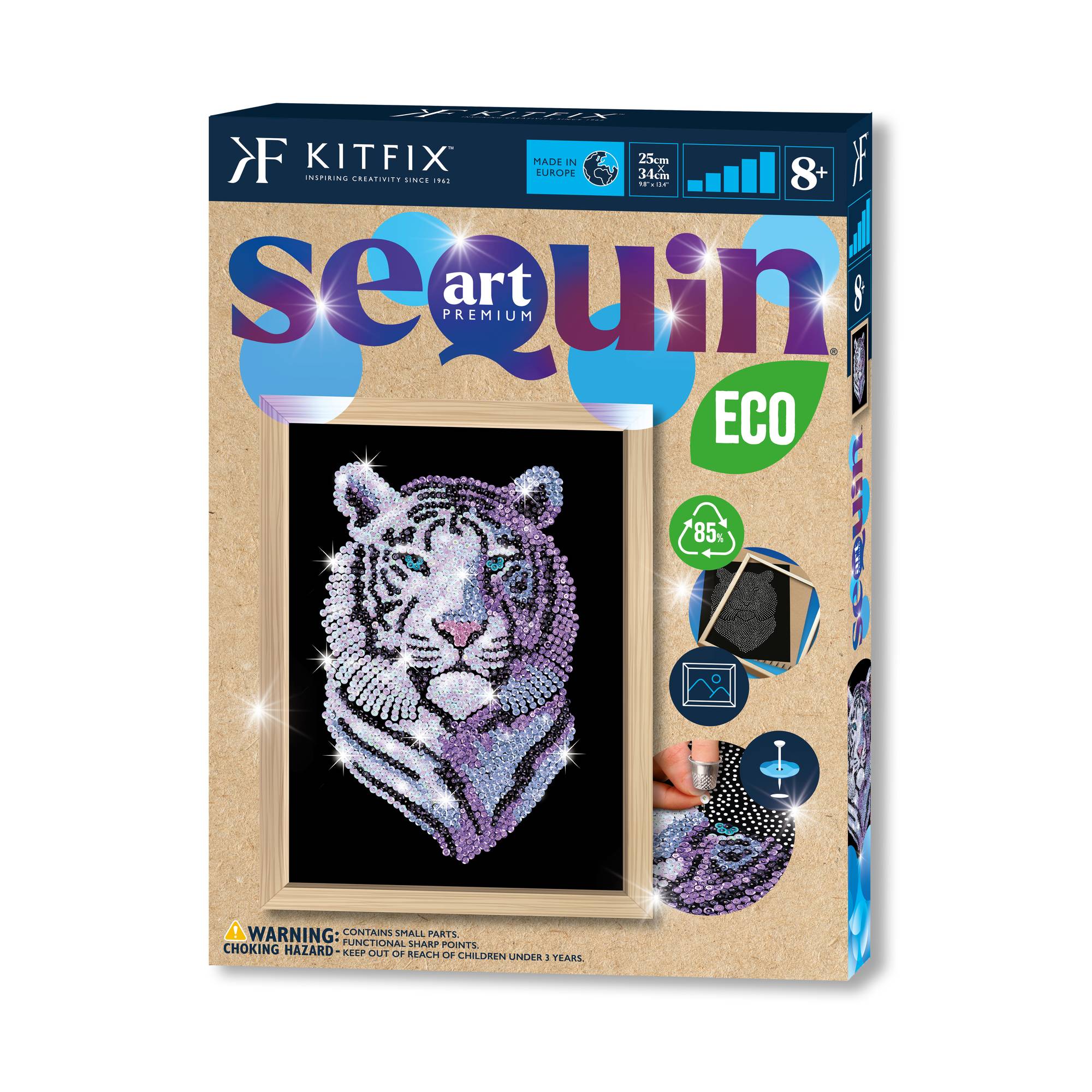 Kitfix Snow Tiger Sequin Art Blue Premium Kit