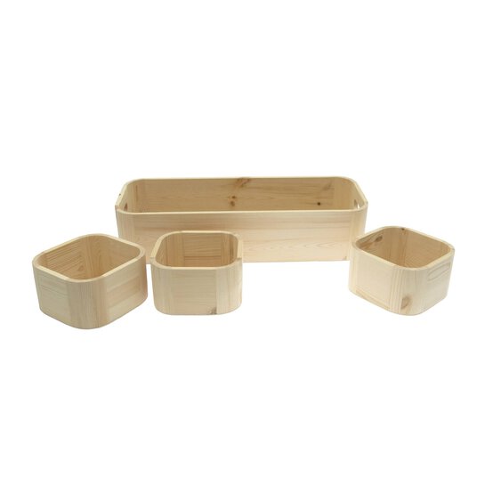 Wooden Deco Storage Set 4 Pieces
