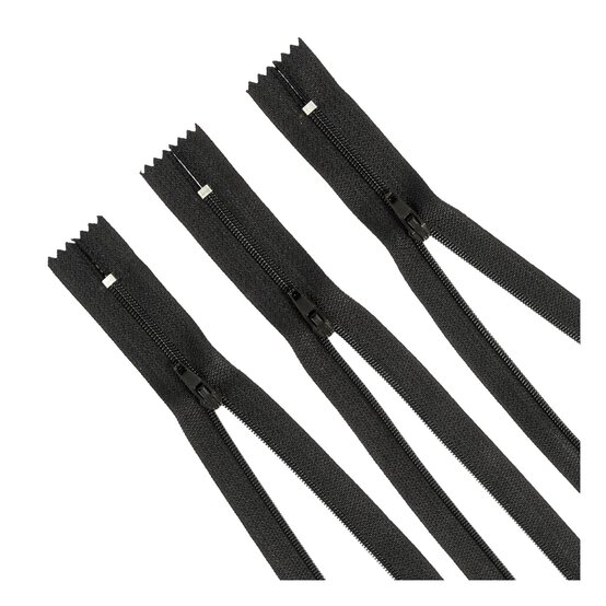 Valuecrafts Black Zips 27cm 3 Pack