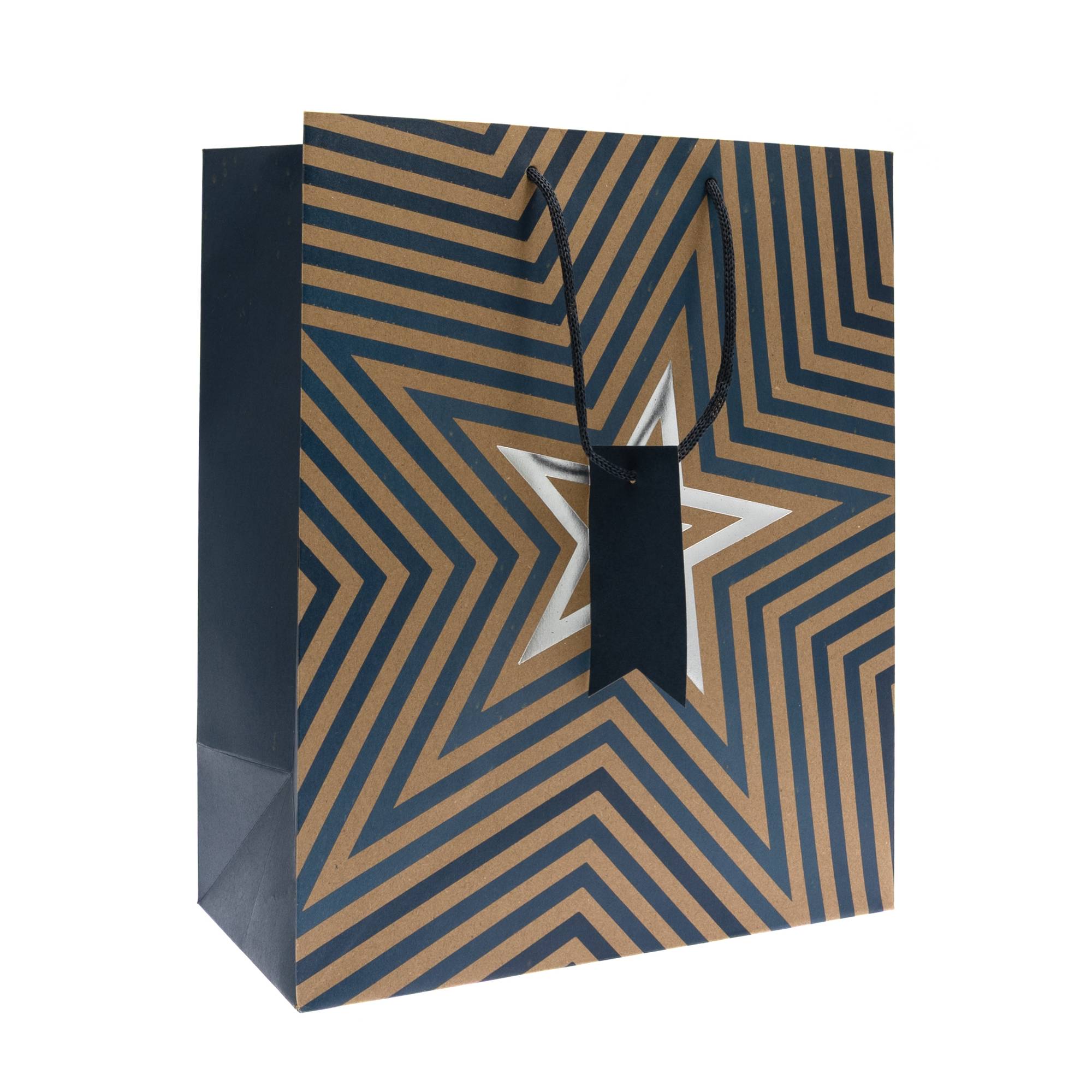 Kraft Star Blue Gift Bag 26.5cm x 33cm