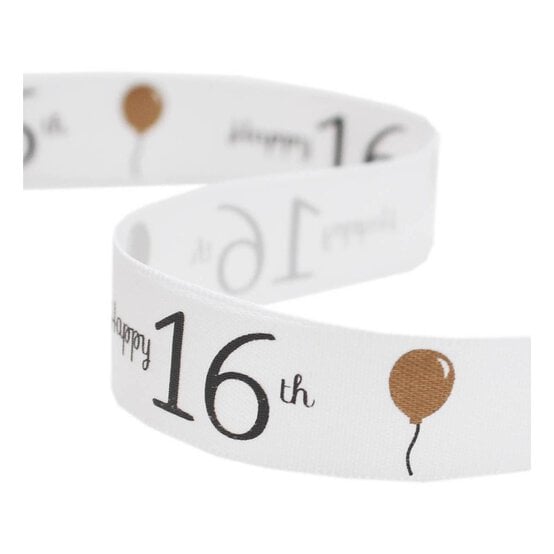 Happy 16th Satin Ribbon 16mm x 4m
