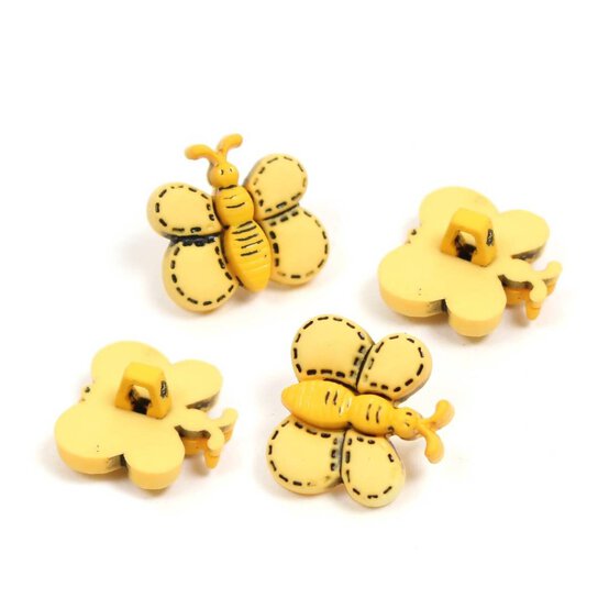 Hemline Yellow Novelty Bee Button 4 Pack