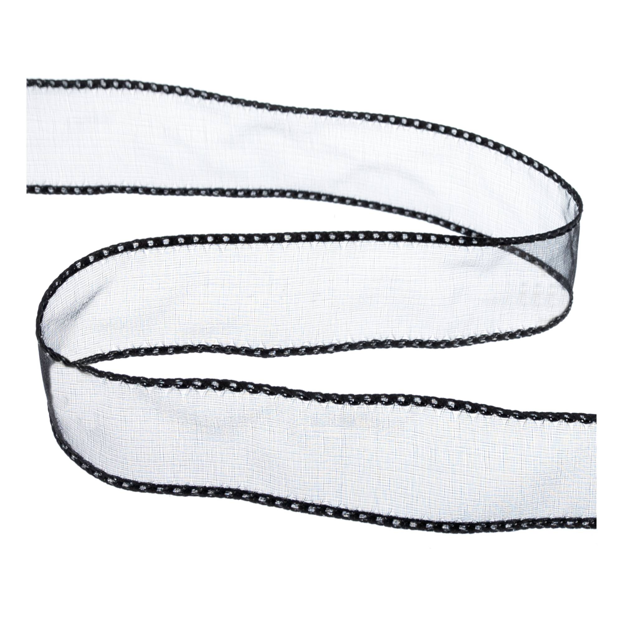 Black Wire Edge Organza Ribbon 25mm x 3m