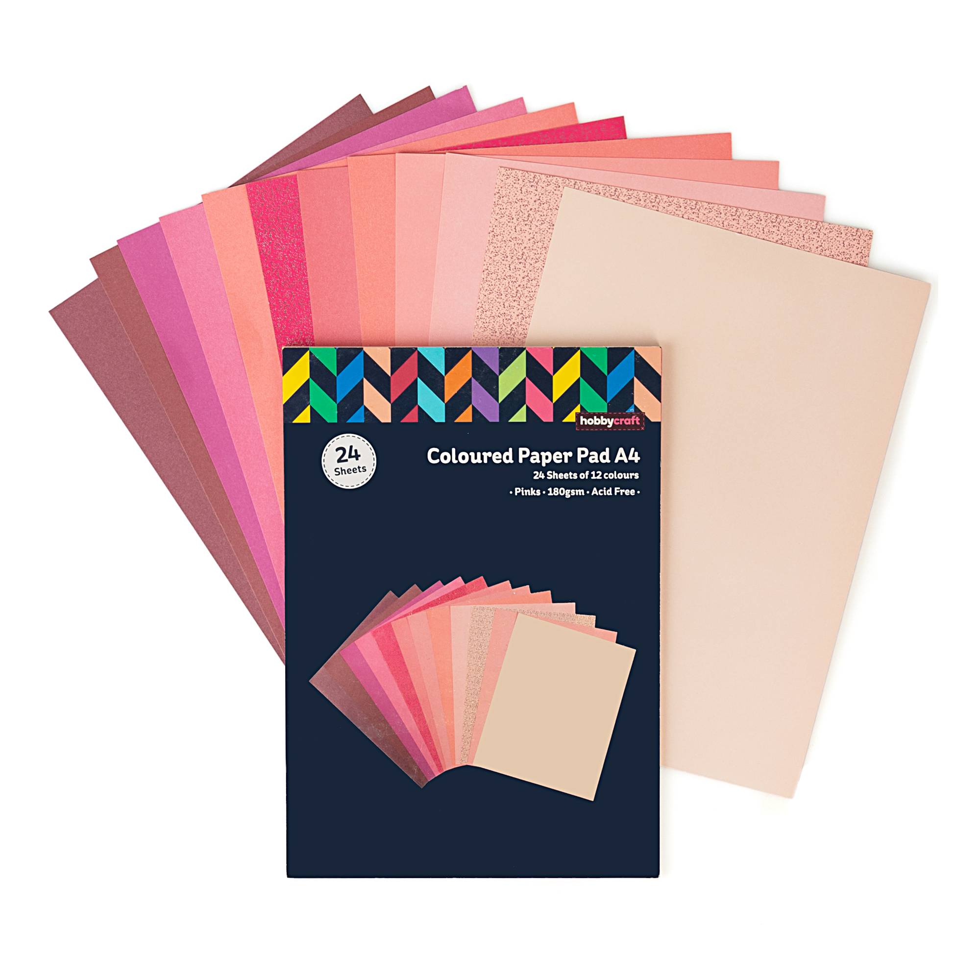 Pink Coloured Paper Pad A4 24 Pack