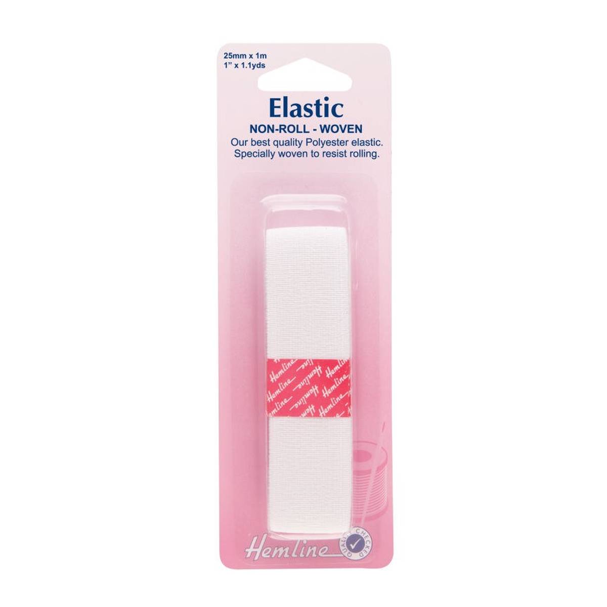 Hemline Non-Roll Elastic 25mm x 1m