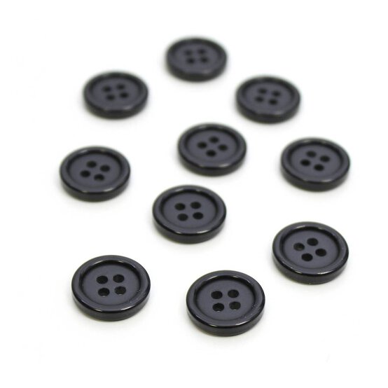 Hemline Black Basic Jacket Button 10 Pack