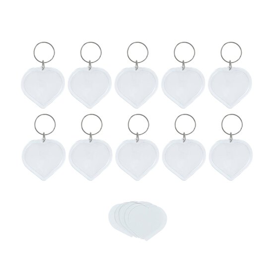Clear Heart Keyrings 10 Pack
