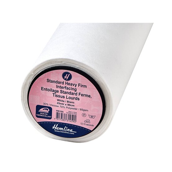 Hemline Iron-On Standard Heavy Firm Interfacing by the Metre