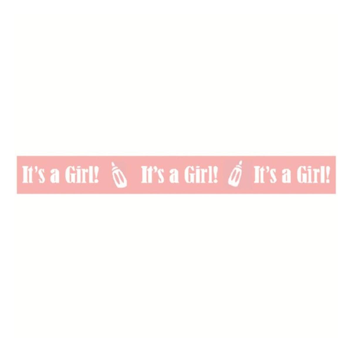 White On Baby Pink It's A Girl Ribbon 10mm x 4m