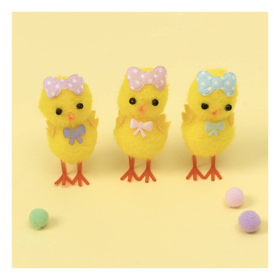 Yellow Chicks with Dotty Bows 3 Pack