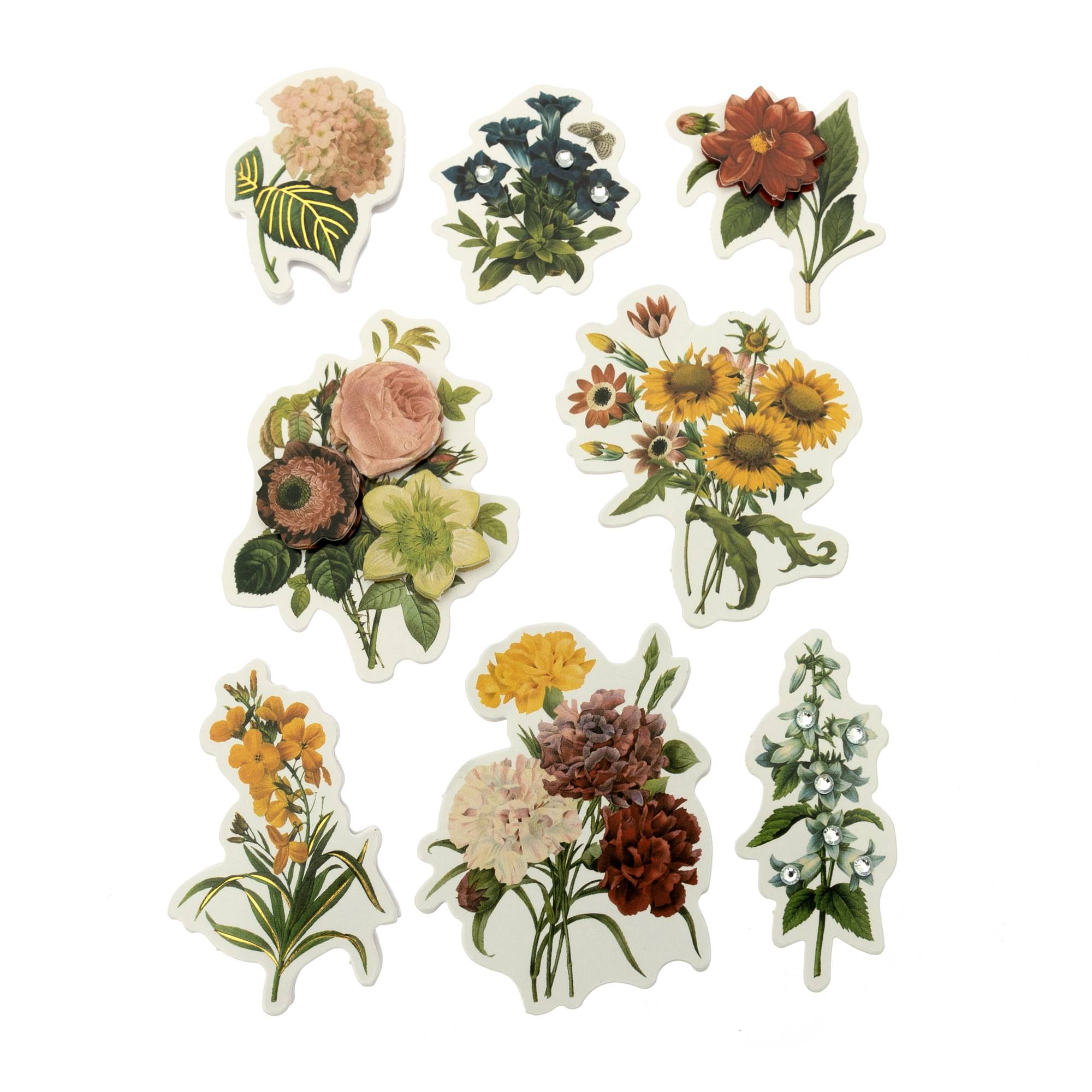 Vintage Flower Card Toppers 8 Pack