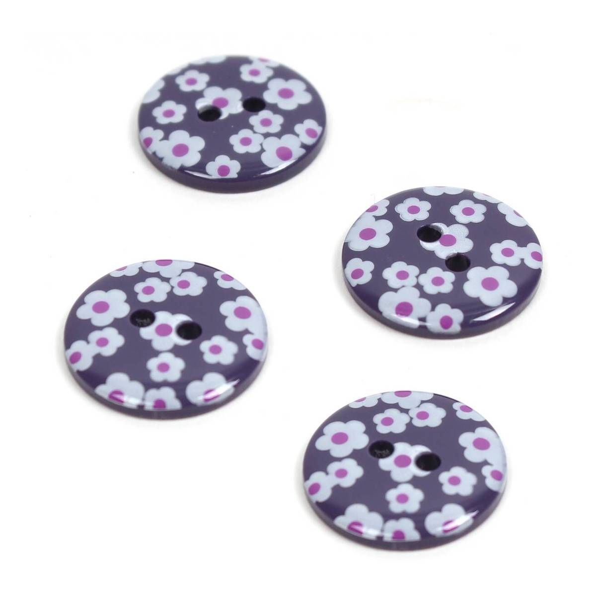 Hemline Blue Novelty Patterned Button 4 Pack