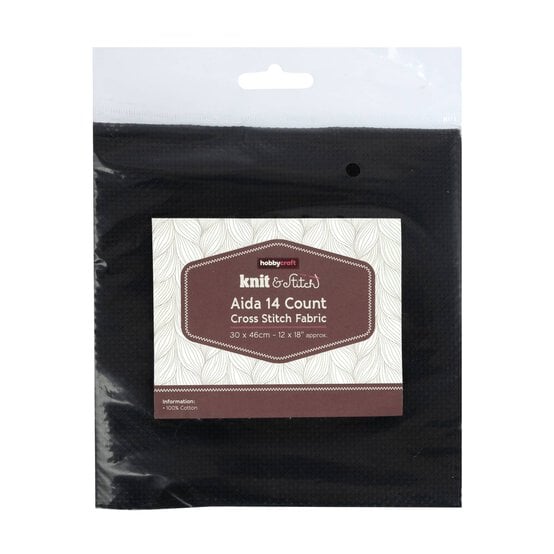 Black 14 Count Aida Fabric 30cm x 46cm