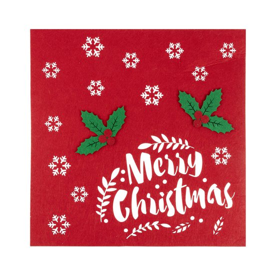 Red Merry Christmas Felt Place Mat 40cm x 40cm