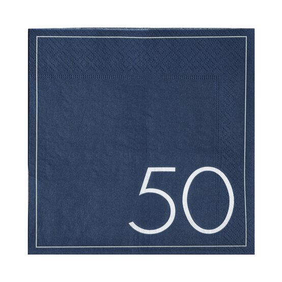 Ginger Ray Navy 50th Birthday Napkins 16 Pack