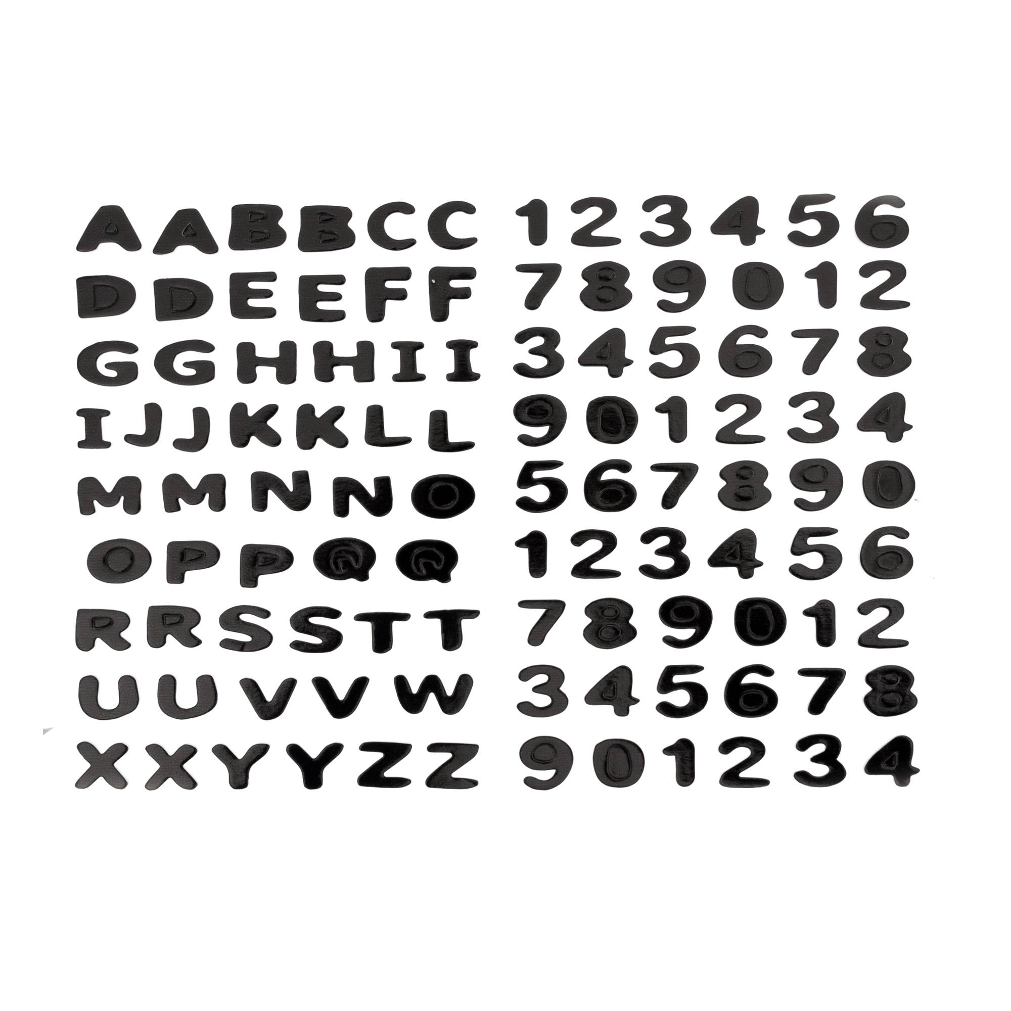 Black Puffy Uppercase Alphabet Stickers 106 Pieces
