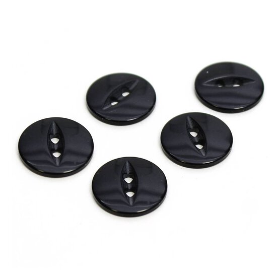 Hemline Black Basic Fish Eye Button 5 Pack