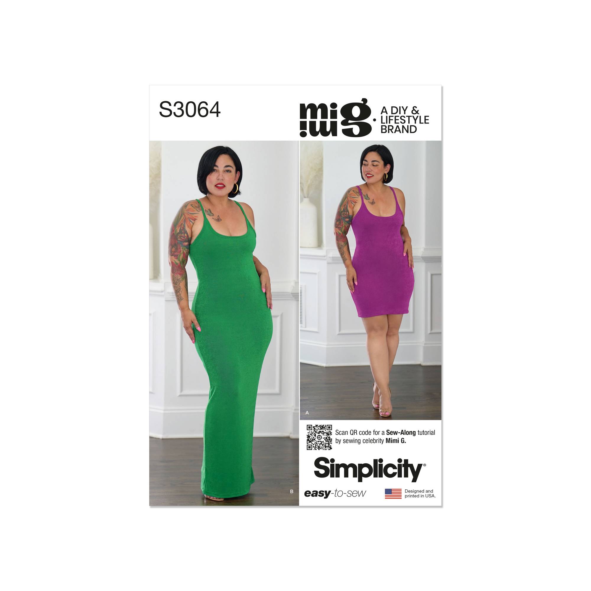 Simplicity Women’s Knit Dress Sewing Pattern S3064 (10-18)