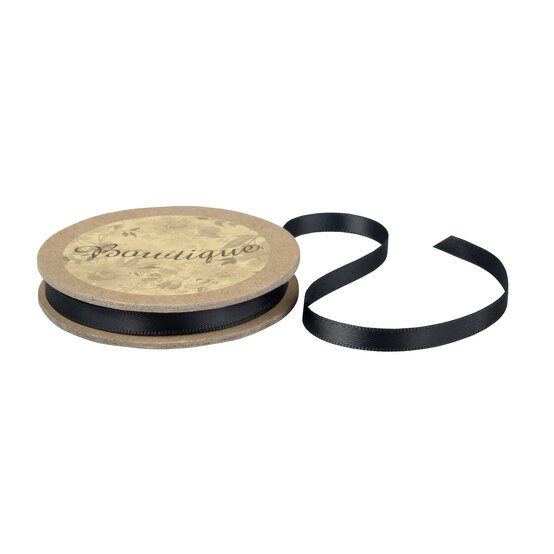 Black Double-Faced Satin Ribbon 6mm x 5m