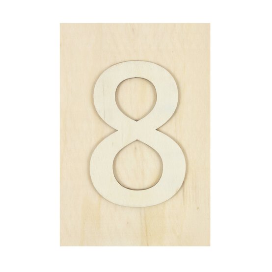 Wooden Number 8 Plaque 10cm x 15cm