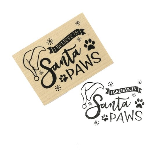Santa Paws Wooden Stamp 5cm x 7cm