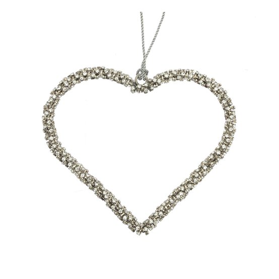 Silver Diamante Hanging Heart 10cm