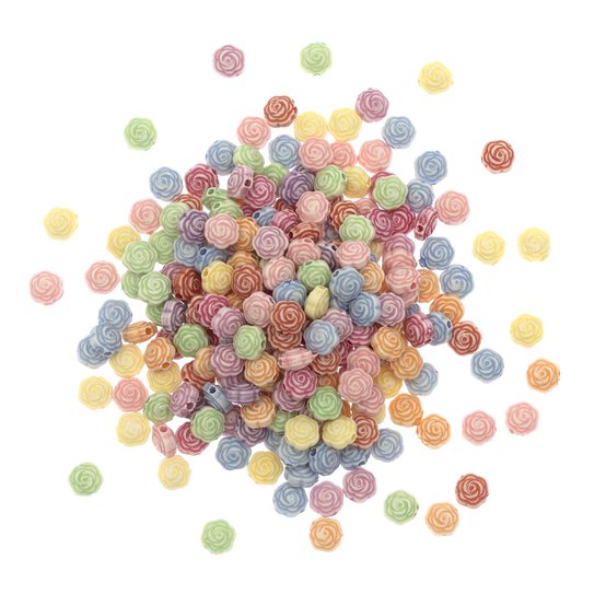 Assorted Pastel Flower Beads 50g