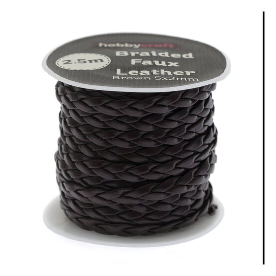 Brown Braided Faux Leather 2.5m