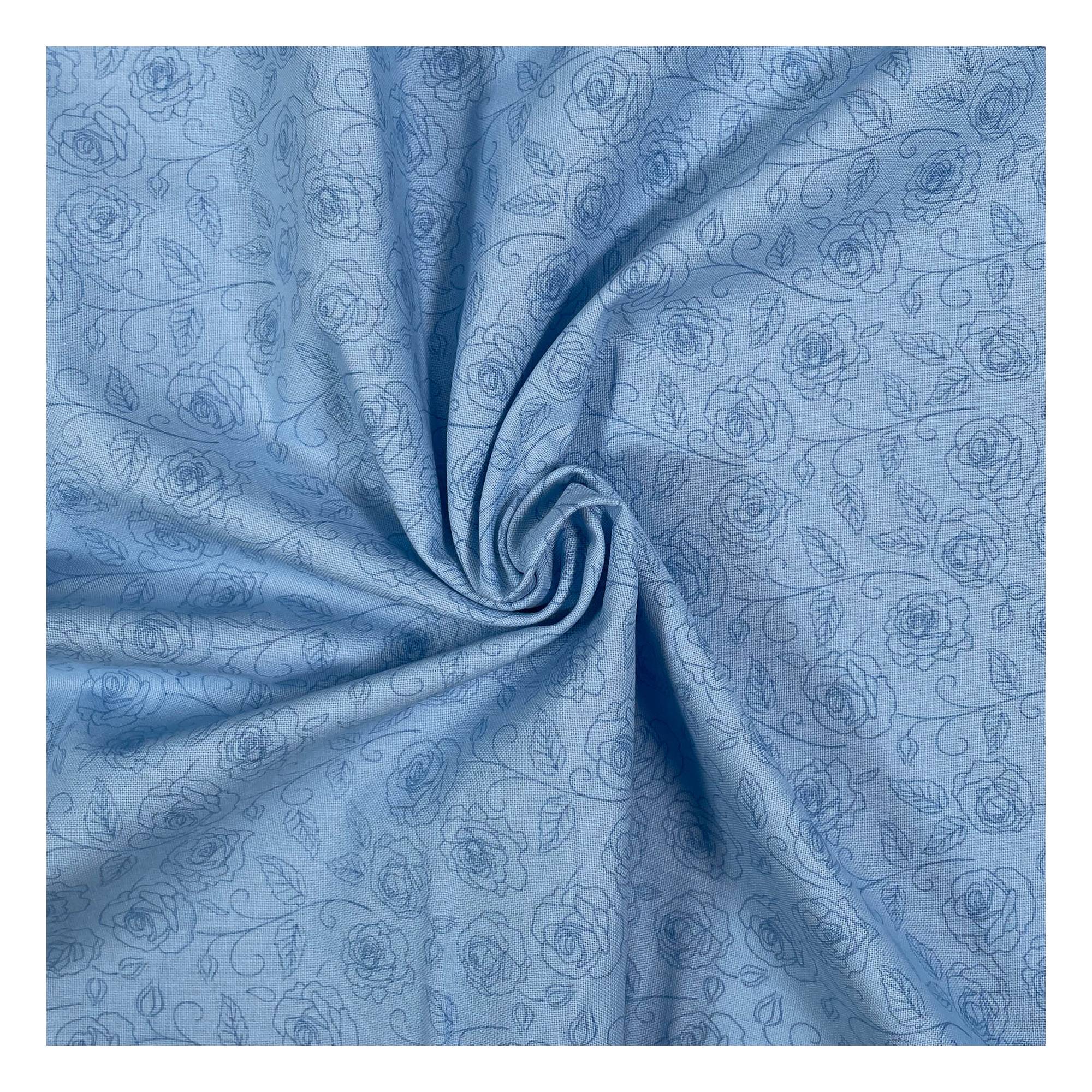 Sky Blue Cotton Rose Blender Fabric by the Metre