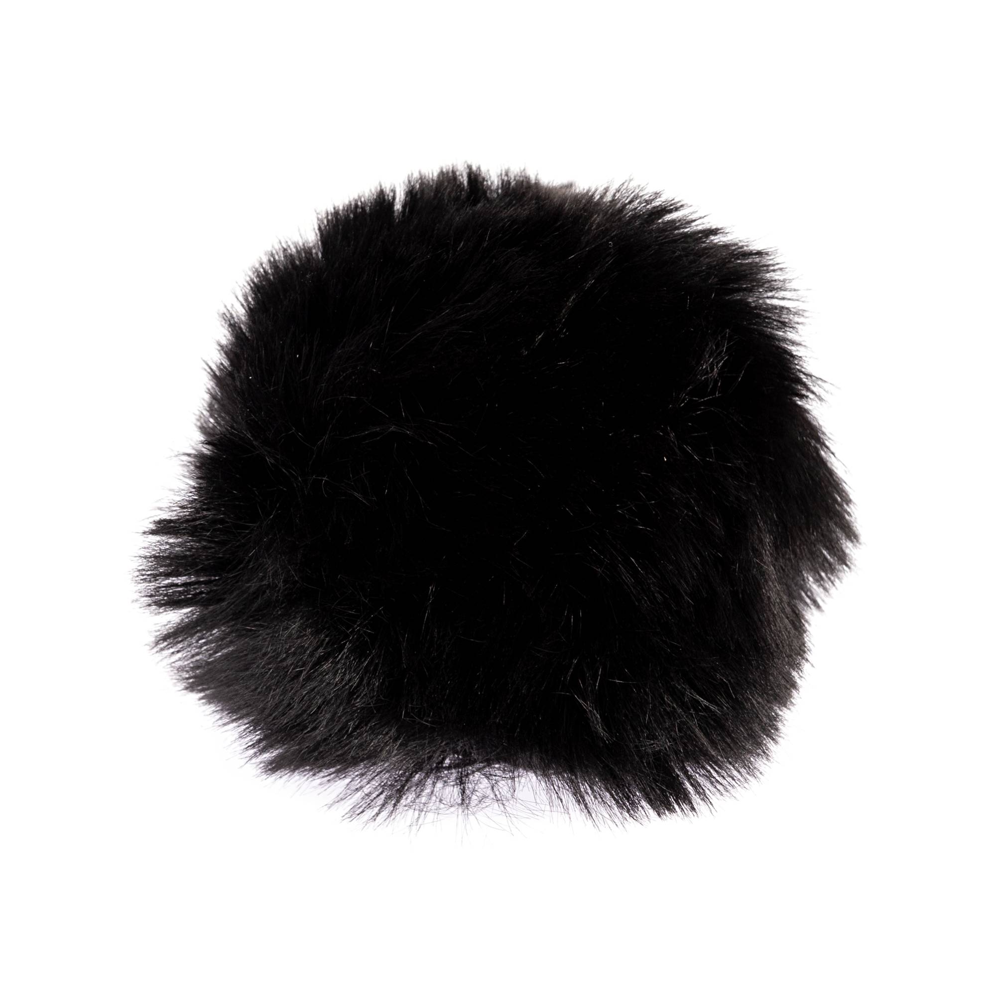 Black Faux Fur Pom Pom 11cm