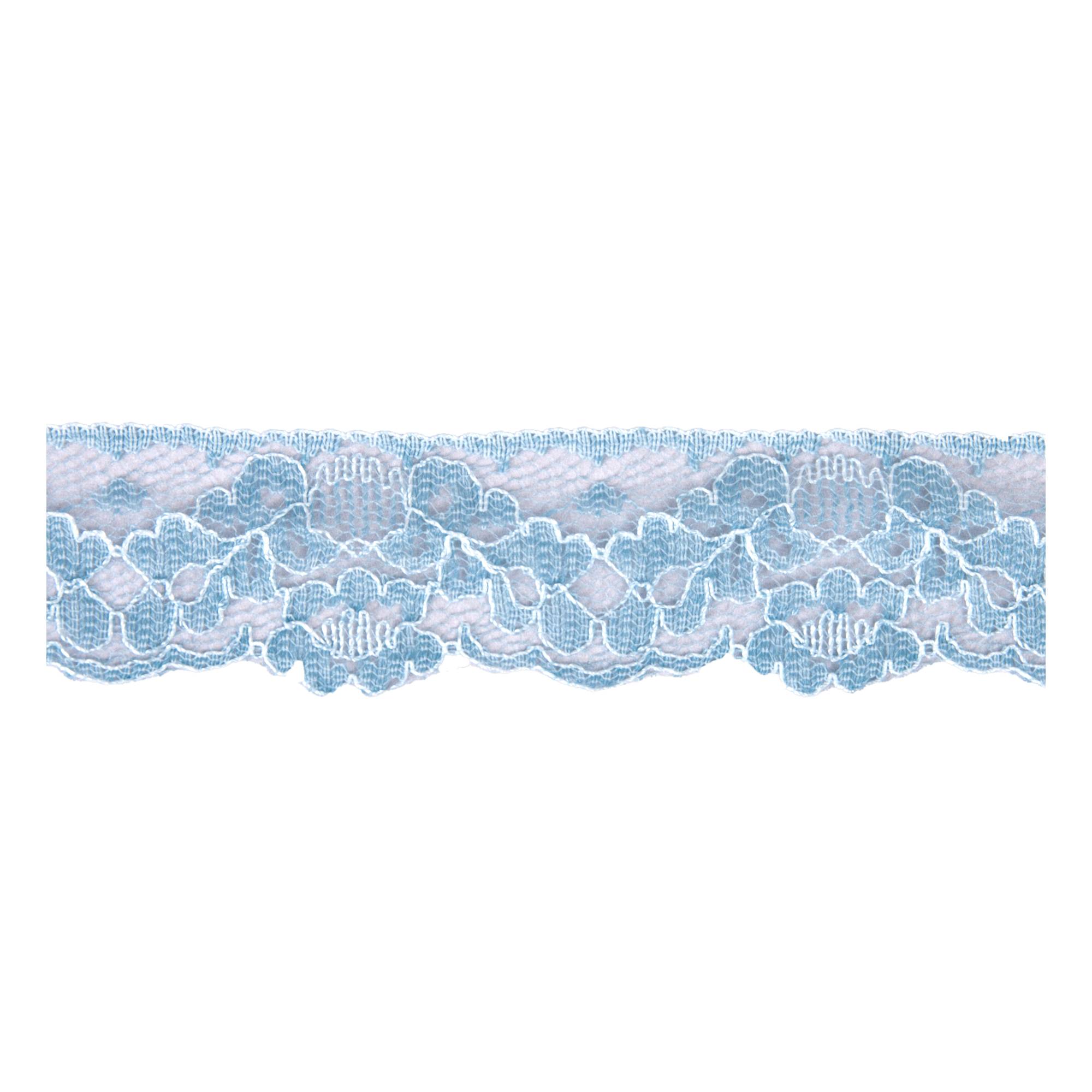 Light Blue 35mm Floral Nylon Lace Trim by the Metre