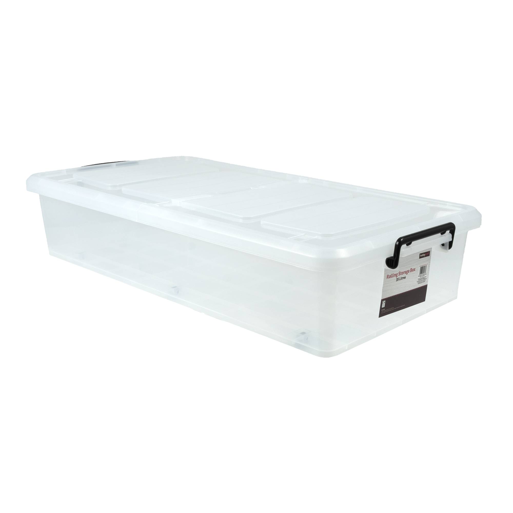 Clear Split Lid Rolling Storage Box 35 Litres